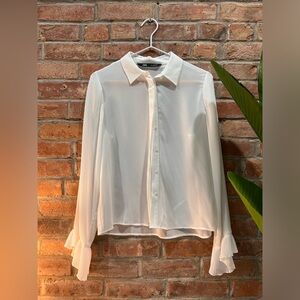Zara button up sheer blouse 🤍